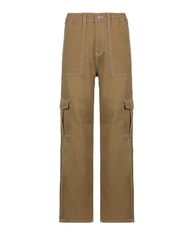 Cargo Solid Baggy Pants